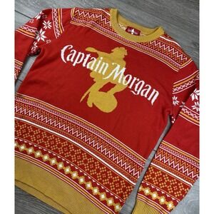Captain Morgan Men's Pullover Logo Christmas‎ Sweater Red Size Medium